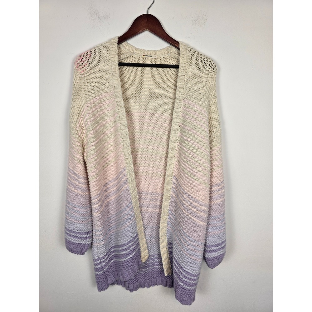 Marine Layer Karolina Cardigan Sweater Knit Ombre Purple Pink Cotton Blend Small